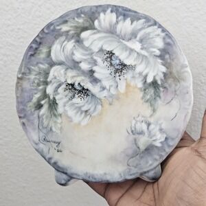 Vintage 80s floral wall pocket ceramic Artist signed‎ and dated
